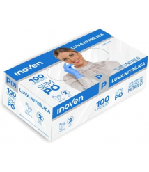 Luva nitrílica azul SEM PÓ TAM P c/100un INOVEN