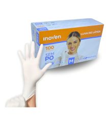 Luva látex SEM PÓ TAM M c/100un INOVEN