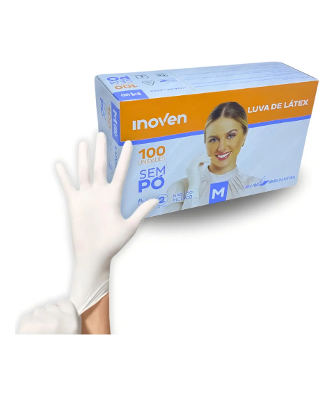 Luva látex SEM PÓ TAM M c/100un INOVEN
