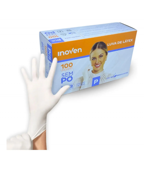 Luva látex SEM PÓ TAM P c/100un INOVEN
