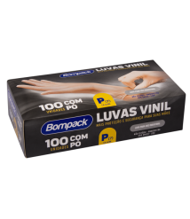 Luva vinil com pó TAM P c/100un BOMPACK 