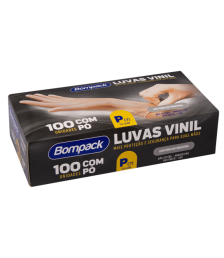 Luva vinil com pó TAM P c/100un BOMPACK 