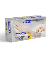 Luva vinil sem pó TAM P c/100un BOMPACK