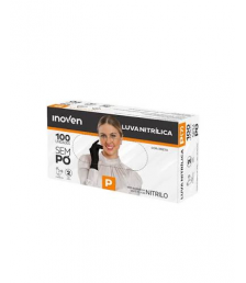 Luva nitrílica preta SEM PÓ TAM P c/100un INOVEN