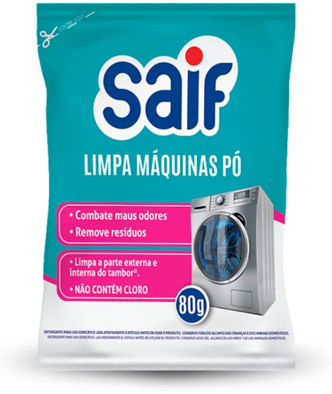Sabão em pó p/tirar odor máquina lavar roupas 80 gr SAIF