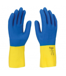 Luva antiderrapante limpeza pesada  azul + amarelo Imbat Tam M