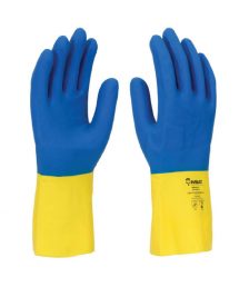 Luva antiderrapante limpeza pesada  azul + amarelo Imbat Tam M