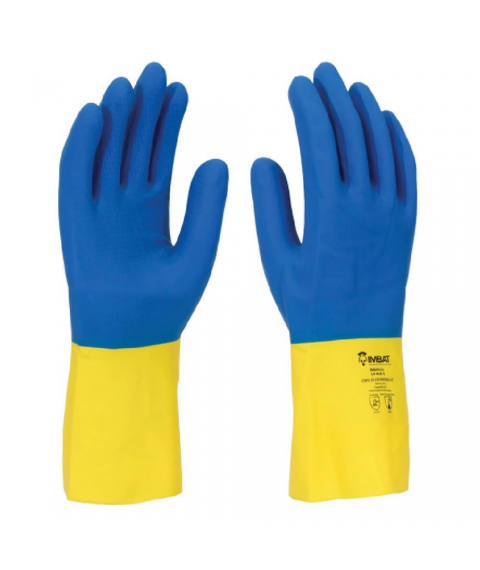 LUVA ANTIDERRAPANTE LIMPEZA PESADA AZUL + AMARELO IMBAT GG