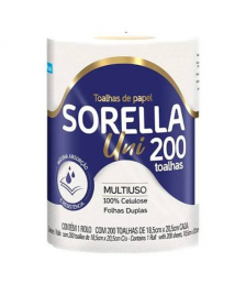 Papel toalha cozinha 1 rolo c/200 folhas Sorella 