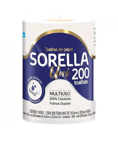 Papel toalha cozinha 1 rolo c/200 folhas Sorella 