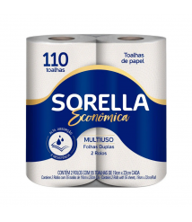 Papel toalha cozinha c/2 rolos c/55 folhas Sorella 
