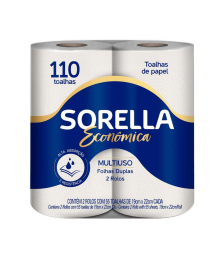 Papel toalha cozinha c/2 rolos c/55 folhas Sorella 