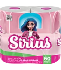 Papel hig. 60 mt SIRIUS c/4 rolos folha simples