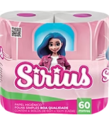 Papel hig. 60 mt SIRIUS c/4 rolos folha simples