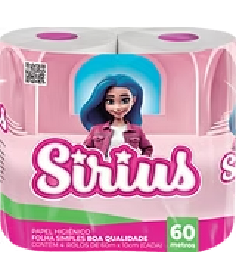Papel hig. 60 mt SIRIUS c/4 rolos folha simples