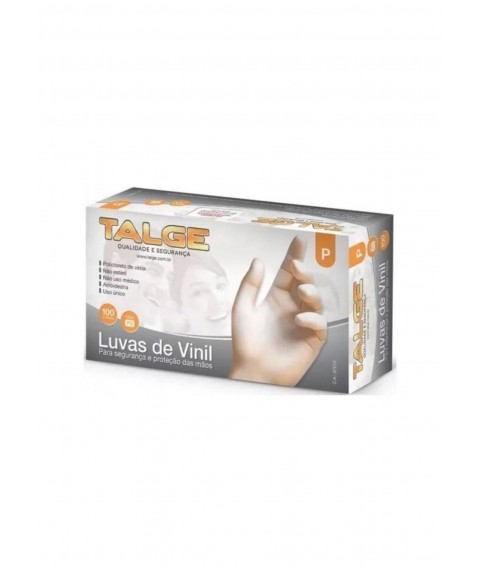 Luva vinil pares com pó cx 50 Talge TAM P