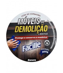 Cera em pasta 200 gr ESCURA p/moveis de demolicao Facille