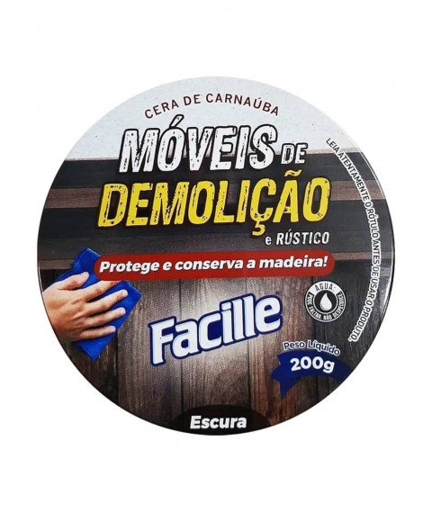 Cera em pasta 200 gr ESCURA p/moveis de demolicao Facille