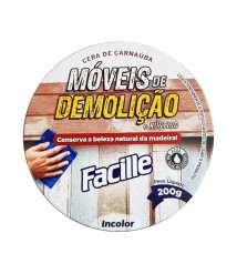 Cera em pasta 200 gr INCOLOR p/ moveis de demolicao Facille