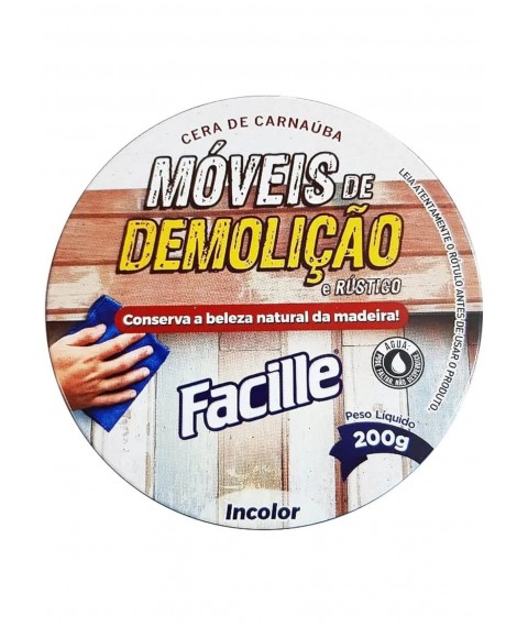 Cera em pasta 200 gr INCOLOR p/ moveis de demolicao Facille