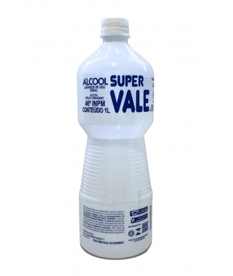 Alcool 1 lt 46,2º NEUTRO p/limpeza SUPER VALE