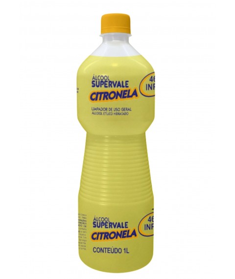 Alcool 1 lt 46,2º CITRONELA p/limpeza SUPER VALE