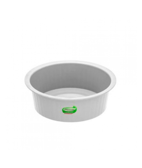 Bacia plástica canelada branca 08 lt Plasvale