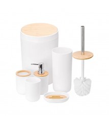 Conj. banheiro bambu 6 peças BRANCO Plasvale 