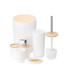 Conj. banheiro bambu 6 peças BRANCO Plasvale 
