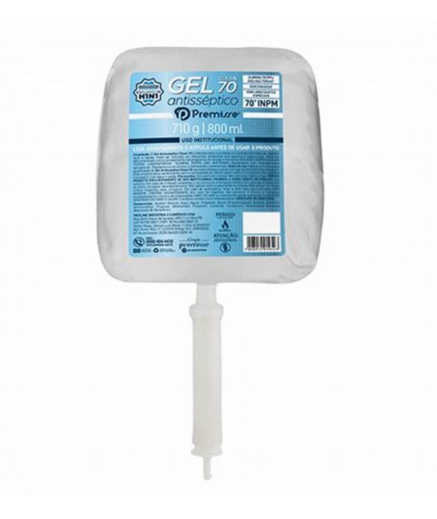 Alcool em gel 800 ml 70º REFIL antisseptico umectante Premisse 