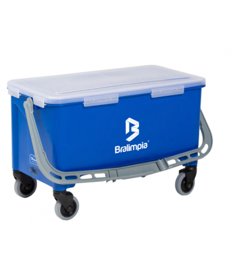 Balde 30 lt retangular c/tampa hermetica e roda Bralimpia 
