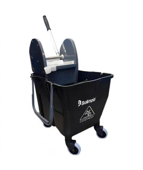 Balde doblo 30 lt SEM espremedor divisao PRETO Bralimpia