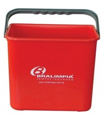 Balde 04 lt vermelho plastico Bralimpia retangular