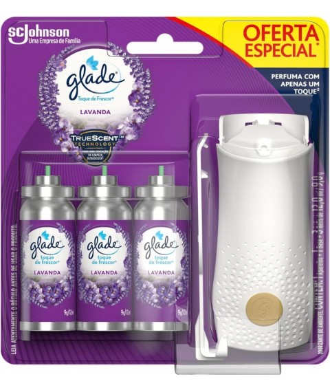 Bom ar click 12 ml Glade c/aparelho + 3 refis lavanda