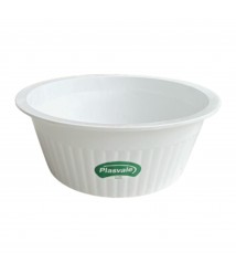 Bacia 34 lt plastica canelada branca Plasvale 