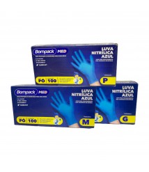 Luva nitrilica azul SEM PO c/50 pares G
