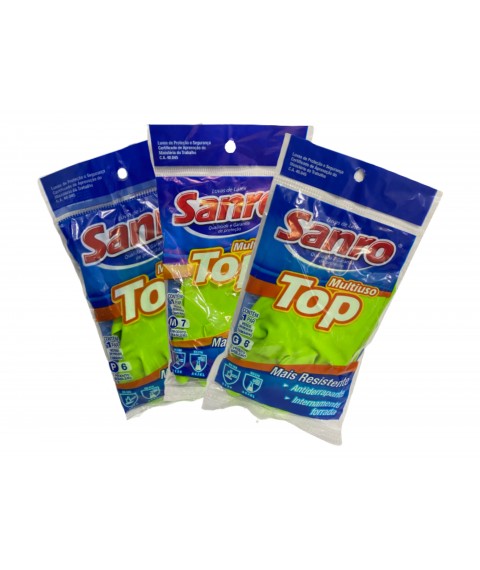 Luva látex verde alta proteção Sanro top G
