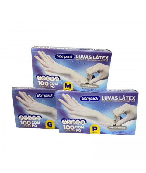 Luva látex com pó cx c/50un Bompack