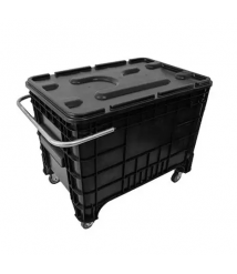 Caixa plastica 372 lt c/Tampa rodas puxador lateral Preta 14954 Lar