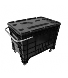 Caixa plastica 372 lt c/Tampa rodas puxador lateral Preta 14954 Lar