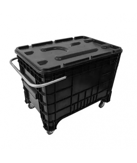 Caixa plastica 372 lt c/Tampa rodas puxador lateral Preta 14954 Lar