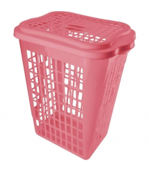 Cesto p/roupa 46 lt ROSA retangular Plasvale 