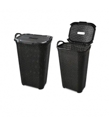 Cesto p/roupa 50 lt retangular trama preto TOYPLAST 