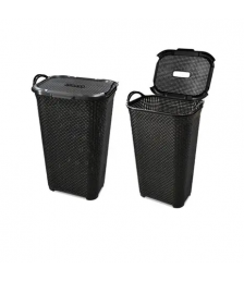 Cesto p/roupa 50 lt retangular trama preto TOYPLAST 