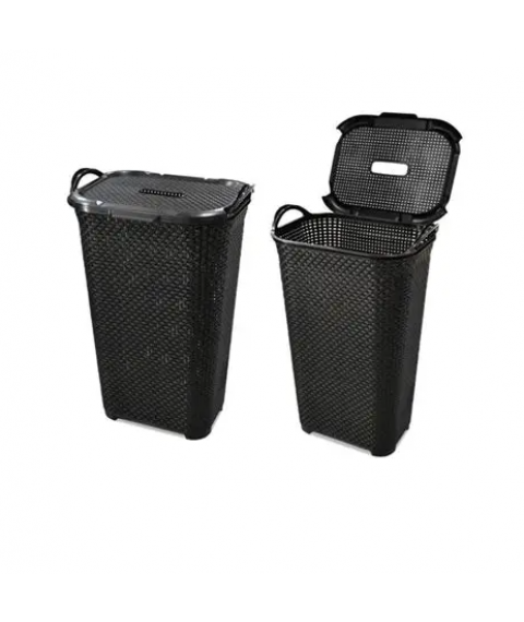 Cesto p/roupa 50 lt retangular trama preto TOYPLAST 