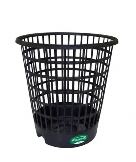 Cesto telado 12 lt PRETO redondo Plasvale 
