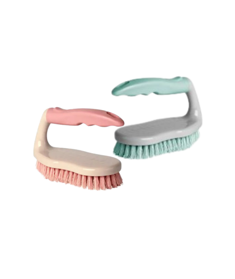 Escova de roupa plástica c/cabo Rosa/Verde Plasvale