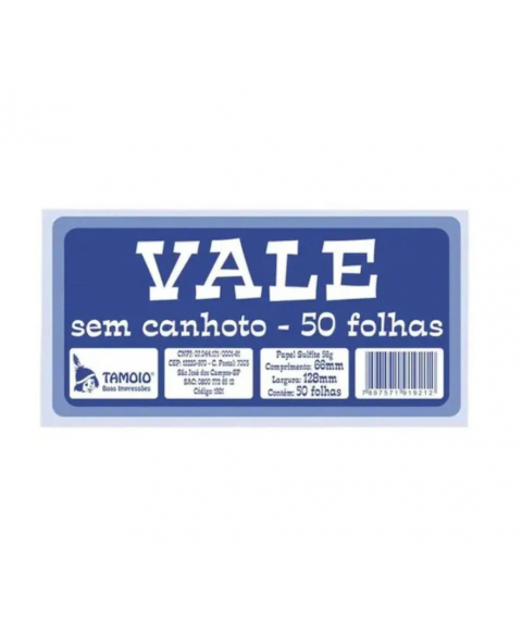 ESCRITORIO bloco de vale c/50 folhas sem canhoto 