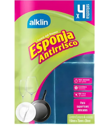 Esponja de louca azul antirisco C/4 Alklin