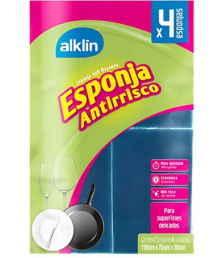 Esponja de louca azul antirisco C/4 Alklin